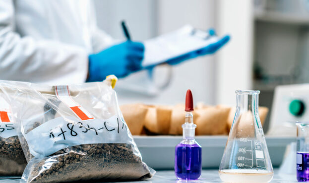 Soil,Samples,Testing,Laboratory.,Close,Up,Image,Of,Female,Scientist