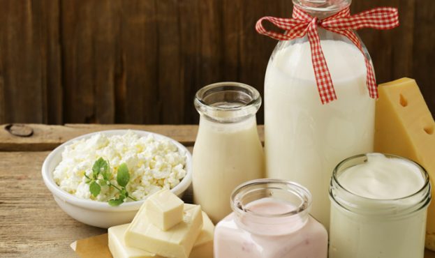 organic dairy products - milk, sour cream, cottage cheese, yogurt
