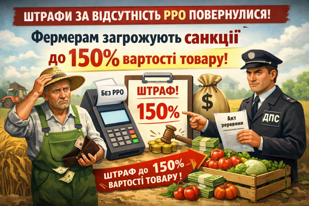 Штрафи за відсутність РРО повернулися: фермерам загрожують санкції до 150% вартості товару